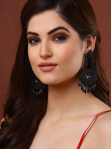 Beads & Sequins Studded Contemporary Drop Earrings
