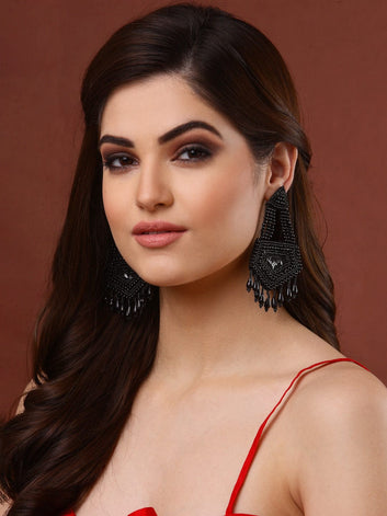 Beads & Sequins Studded Contemporary Drop Earrings