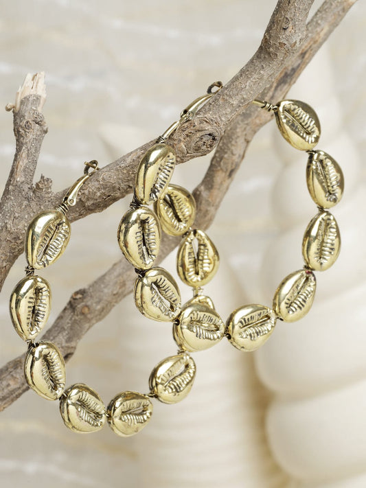 Gold-Toned Gold Plated Circular Drop Earrings