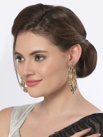 Gold-Toned Gold Plated Circular Drop Earrings