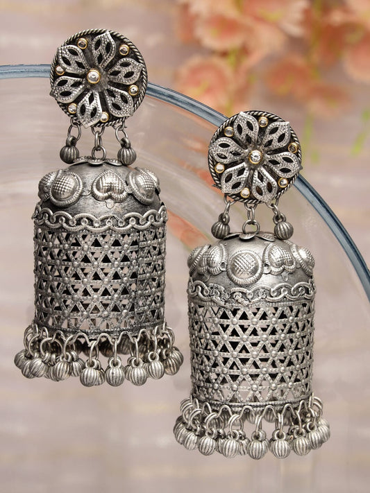 Oxidised Dome Shaped Jhumkas