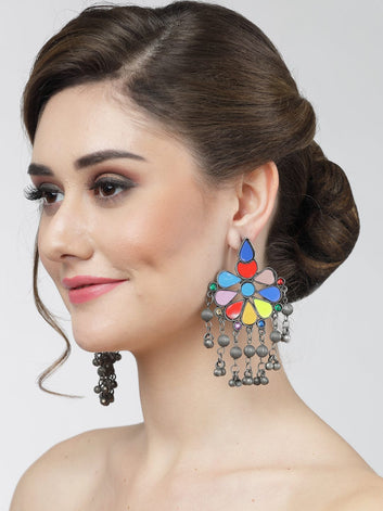 Multicoloured Mirror Afghani Earrings