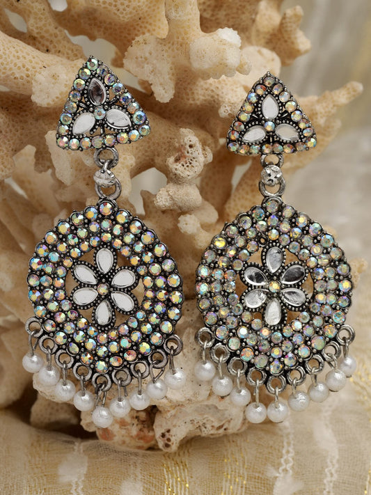 Crystals Studded Floral Earrings
