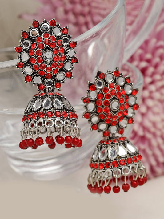 Pearls Studded Crystals Jhumkas