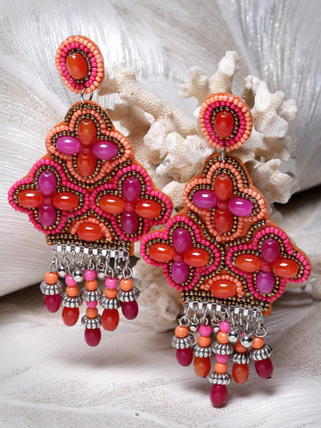 Beaded Contemporary Drop Earrings