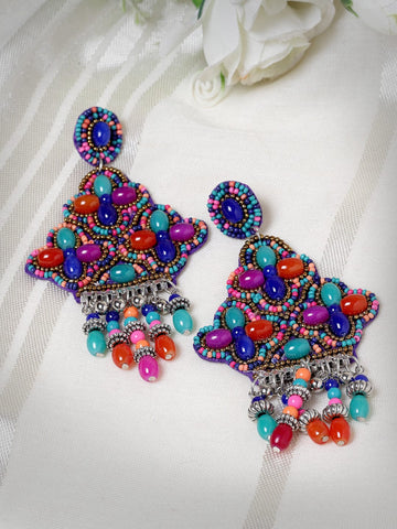 Beaded Contemporary Drop Earrings