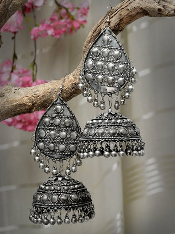 Dome Shaped Oxidised Jhumkas