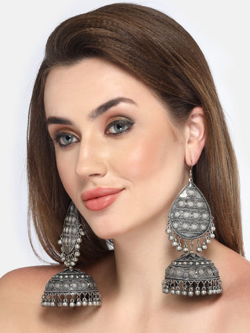 Dome Shaped Oxidised Jhumkas