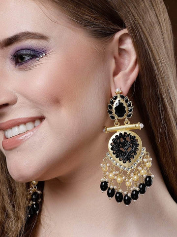 Stone and Pearls Studded Handcrafted Design Gold Plated Aishwarya Earrings