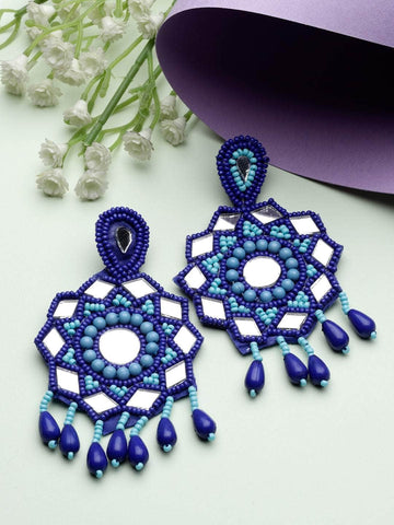 Mirrors Beads & Sequins Studded Contemporary Design Handcrafted Tasselled Earrings