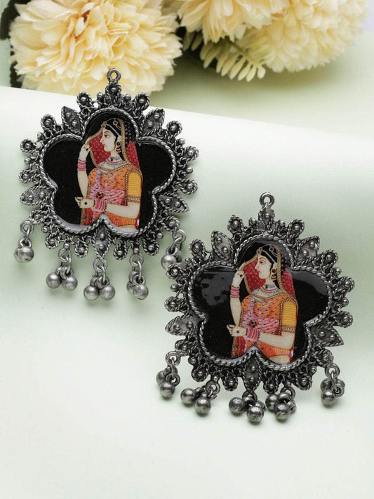 Handcrafted Ghungroo Studded Oxidised Silver Plated Rajasthani Studs