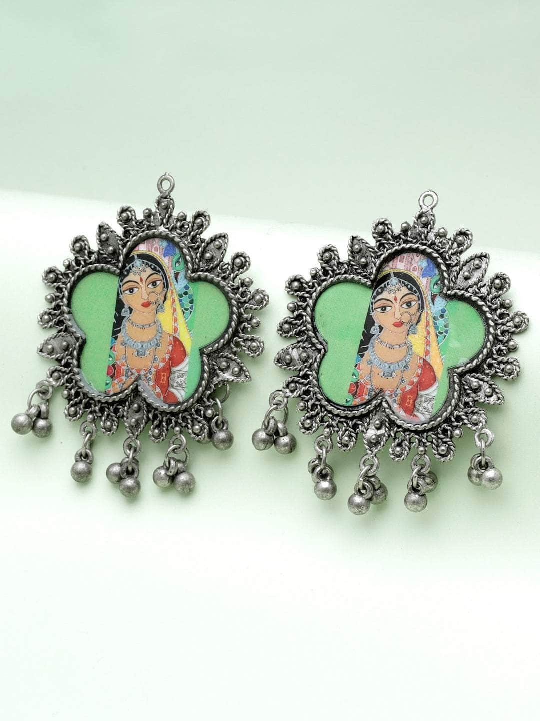 Handcrafted Ghungroo Studded Oxidised Silver Plated Meera Studs