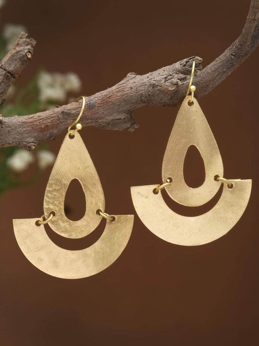 Antique Tribal Design Gold Plated Brass Chandbalis