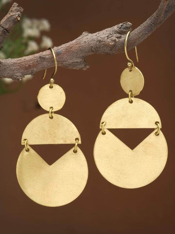 Antique Tribal Design Gold Plated Brass Chandbalis