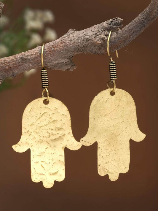 Antique Tribal Design Gold Plated Brass Chandbalis