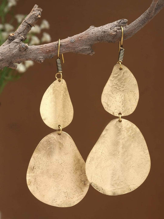 Antique Tribal Design Gold Plated Brass Chandbalis