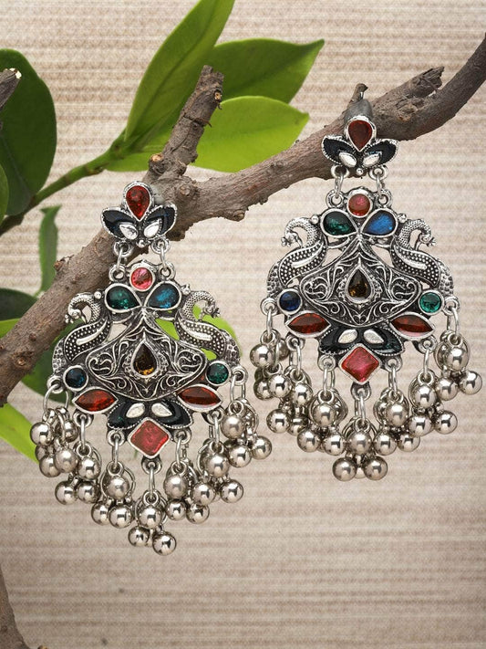 Handcrafted Meenakari Work Silver Plated Earrings