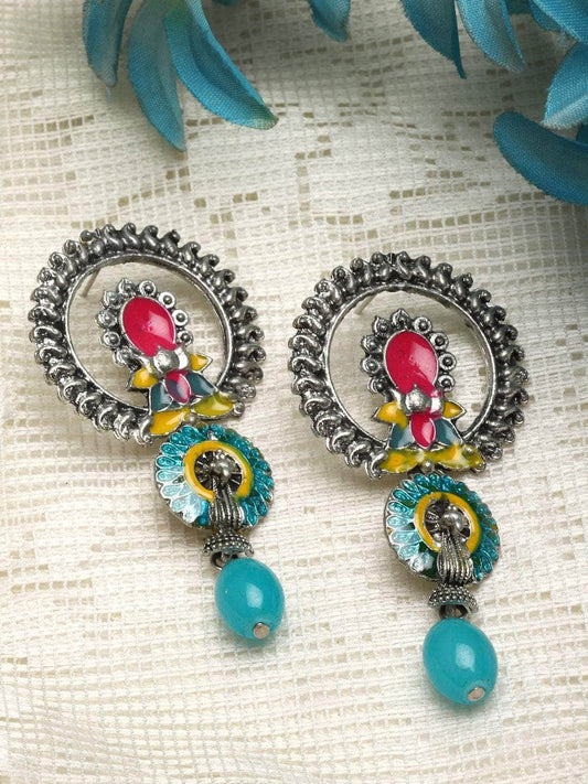 Handpainted Meenakari Work Oxidised Earrings