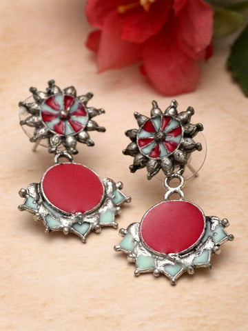 Handpainted Meenakari Work Oxidised Earrings