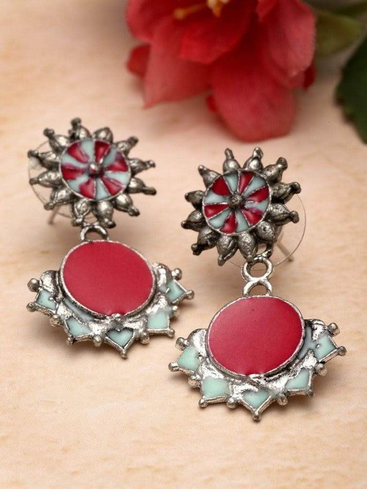 Handpainted Meenakari Work Oxidised Earrings