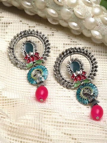 Handpainted Meenakari Work Oxidised Earrings
