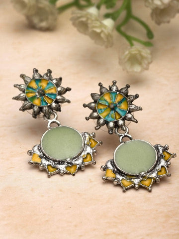 Handpainted Meenakari Work Oxidised Earrings
