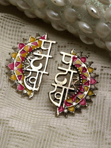 Handpainted Meenakari Work Silver Plated Earrings