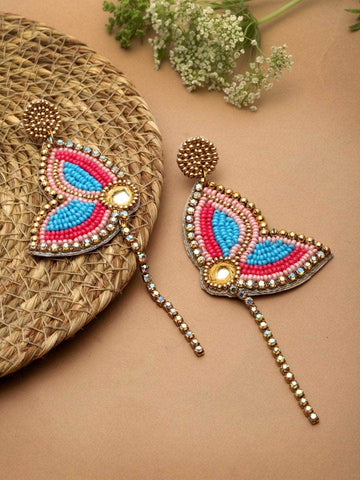 Mirror & Crystal Studded Handcrafted Contemporary Earrings