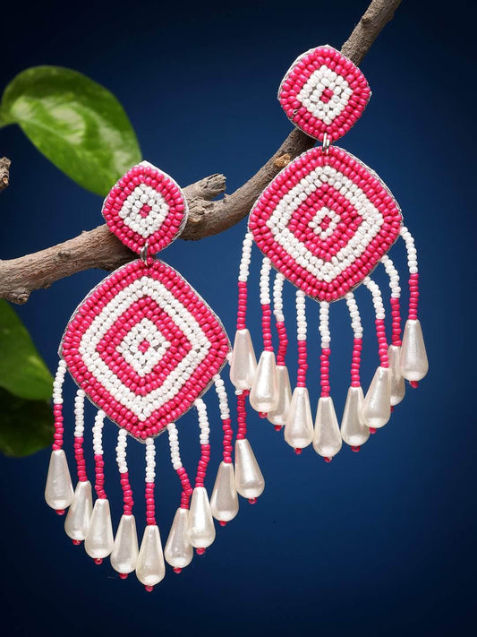 Beads Studded Handcrafted Contemporary Drop Earrings