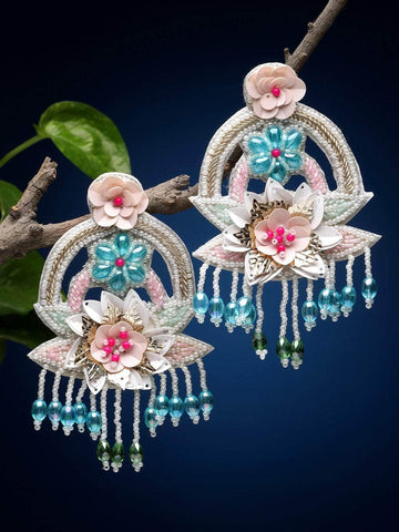 Beads Studded Handcrafted Tasselled Drop Earrings