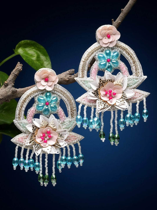 Beads Studded Handcrafted Tasselled Drop Earrings