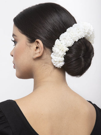 White Beaded and Lace Design Floral Handcrafted Hair Accessory