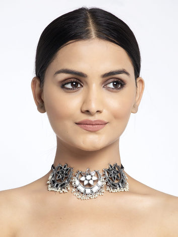 Silver-Plated Mirror Necklace