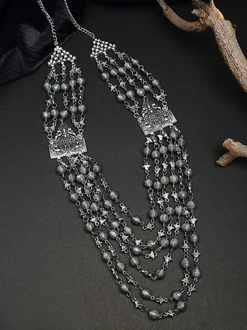 Silver-Plated Brass Layered Necklace