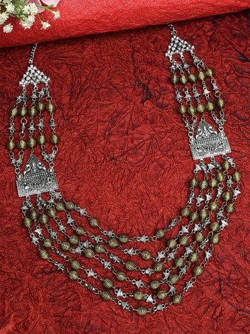 Gold-Toned Silver-Plated Handcrafted Layered Necklace