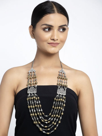 Gold-Toned Silver-Plated Handcrafted Layered Necklace