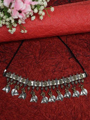 Brass Gold-Plated Oxidised Necklace