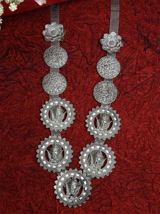 Silver-Plated Brass Handcrafted Tribal Temple Design Filigree Work Necklace