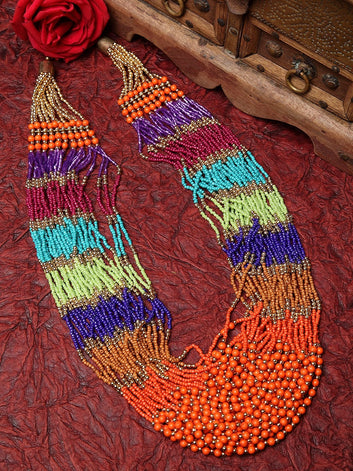 Gold-Toned & Orange Brass Gold-Plated Bohemian Necklace