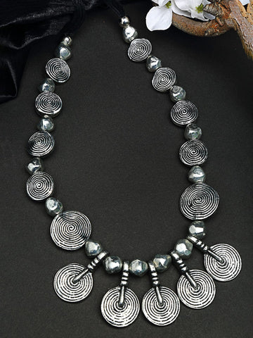 Silver-Plated Brass Oxidised Necklace