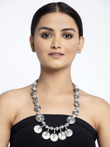 Silver-Plated Brass Oxidised Necklace