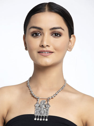 Silver-Plated Oxidised Necklace