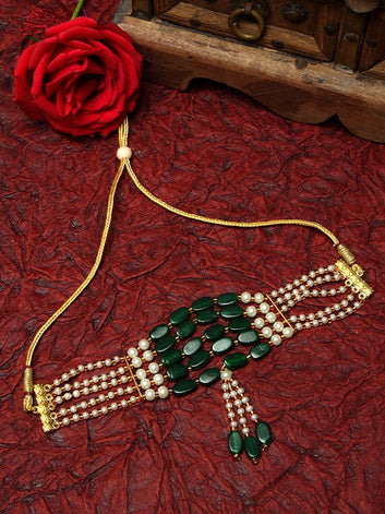 Gold-Toned & White Choker Necklace