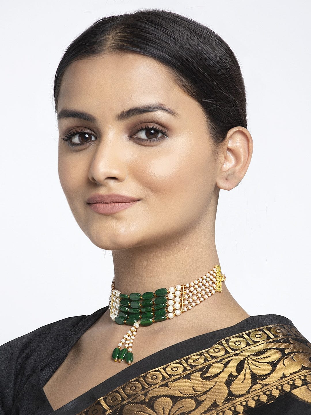 Gold-Toned & White Choker Necklace