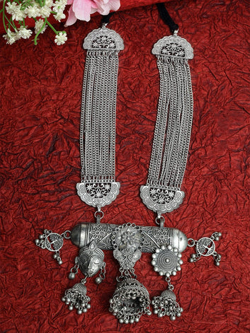 Brass Silver-Plated Temple Necklace