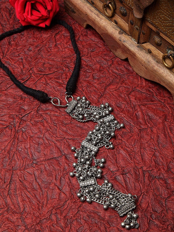 Brass Silver-Plated Oxidised Necklace