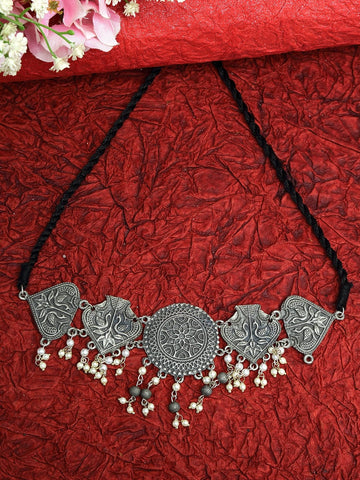 Silver-Plated Oxidised Necklace