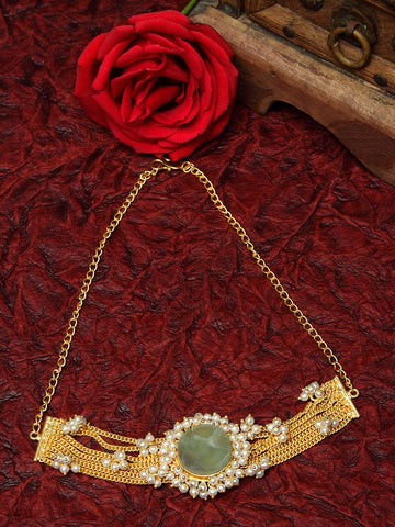 Gold-Toned & White Handcrafted Necklace