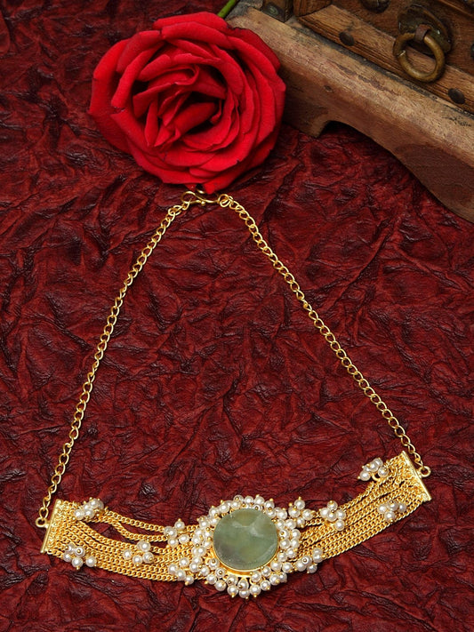 Gold-Toned & White Handcrafted Necklace