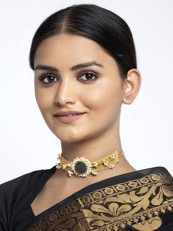 Brass Gold-Plated Choker Necklace
